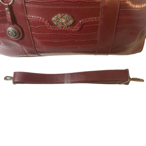BUENO Burgundy Faux Croc Weekender Travel Bag Detachable Strap OS - Picture 7 of 14
